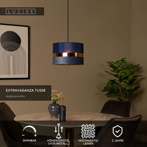 Lucide EXTRAVAGANZA TUSSE - Pendelleuchten - Ø 30 cm - 1xE27 - Blau - USP